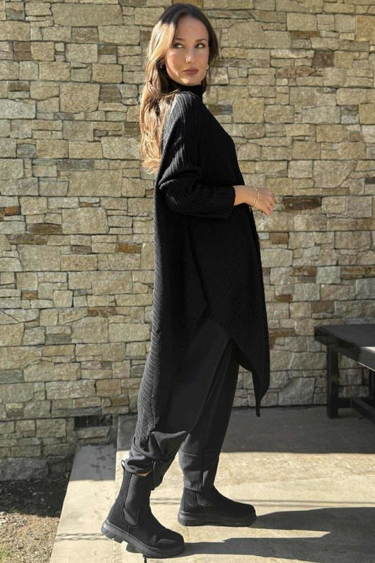 Skarsgard Asymmetric Knit Tunic Black /24=